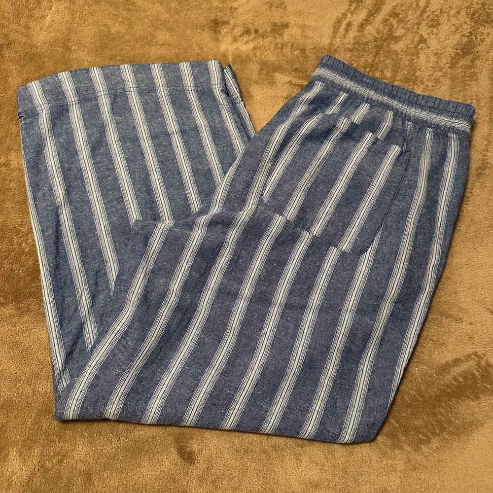 Old Navy Blue and Light Blue Wide Leg Linen Pants - Picture 2 of 4